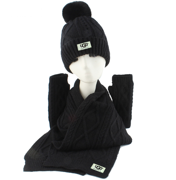 UGG Hat, Scarf & Glove Set - Black
