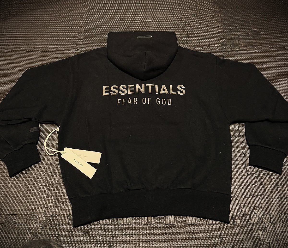 Fear of God Essentials Zip Up Hoodie - Black/Grey